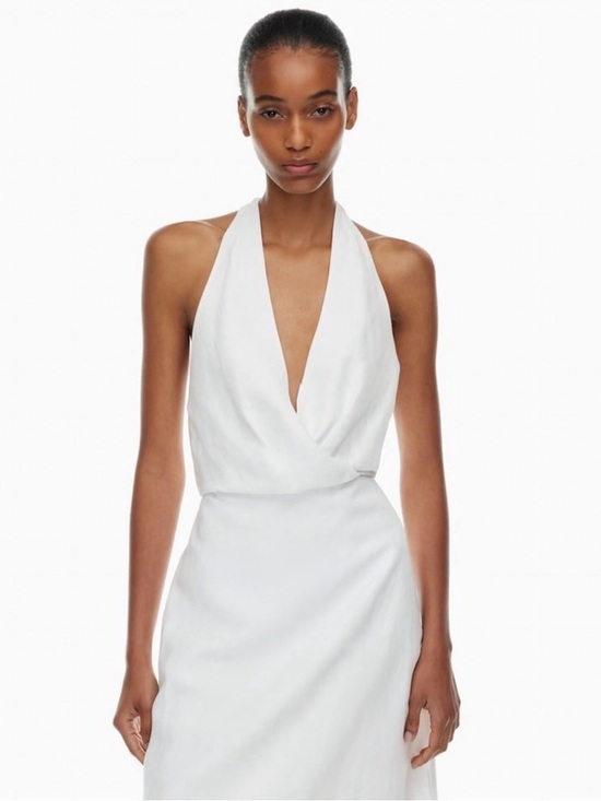 Babaton Dresses & Skirts - Babaton White Strapless Halter V-Neck Dress
